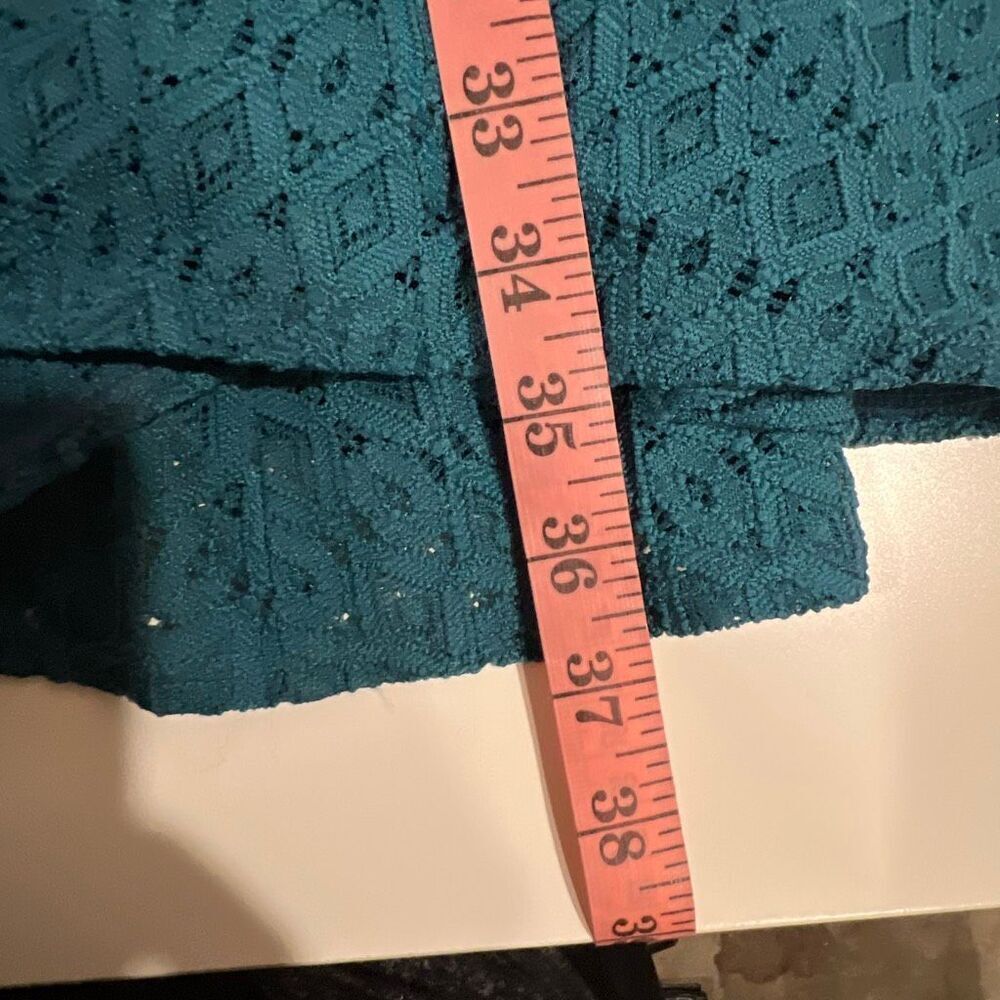 Torrid Super Soft Crochet Trim Cardigan teal color - Picture 9 of 10